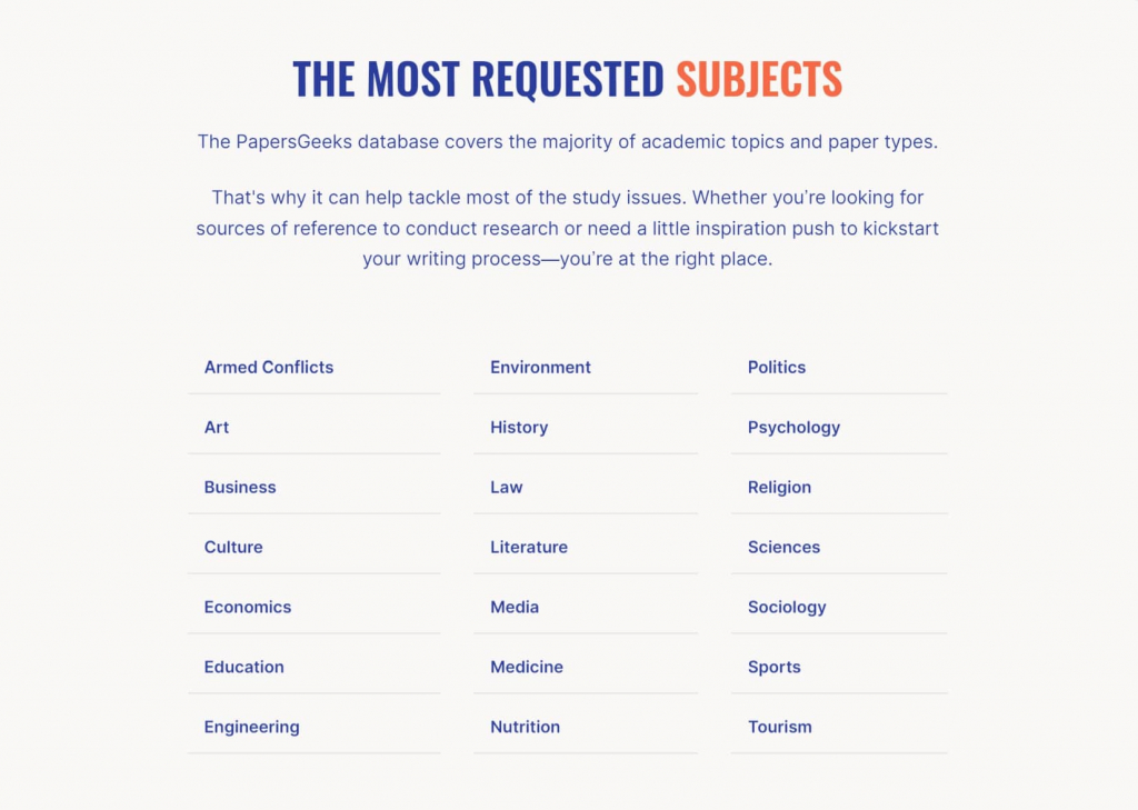 PapersGeeks’ Database of Samples.