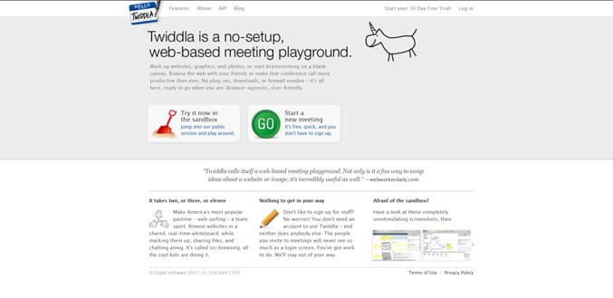 Twiddla website screenshot.