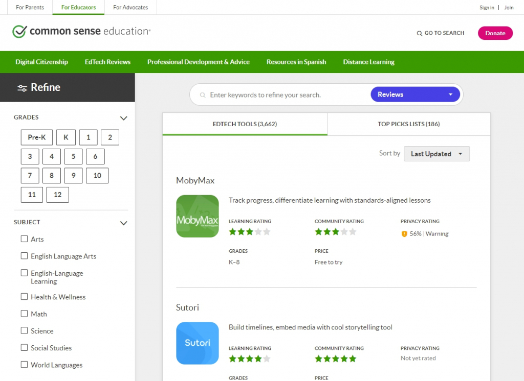 CommonSence Education Screenshot.