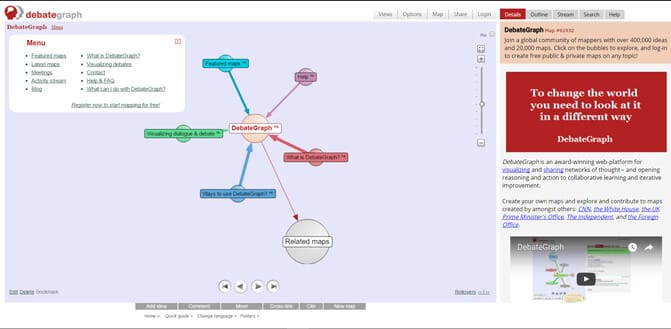 Debategraph website screenshot.