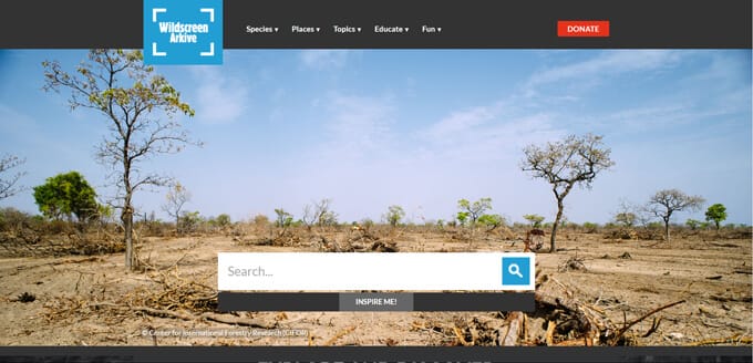 Arkive website screenshot.