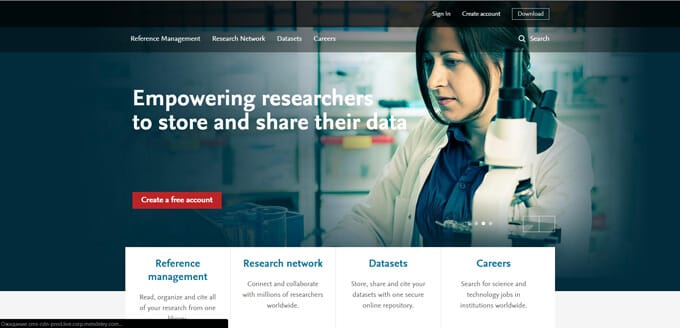 Mendeley website screenshot.
