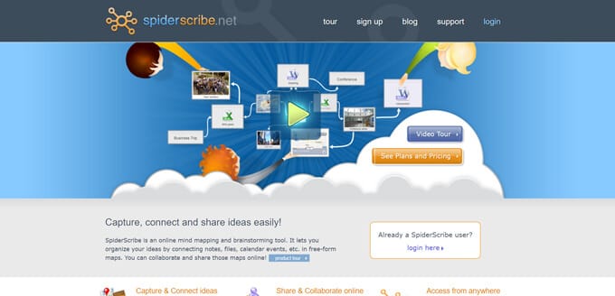 Spiderscribe website screenshot.
