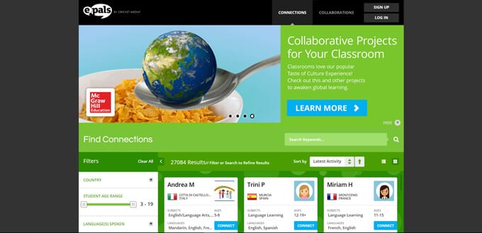 ePals website screenshot.