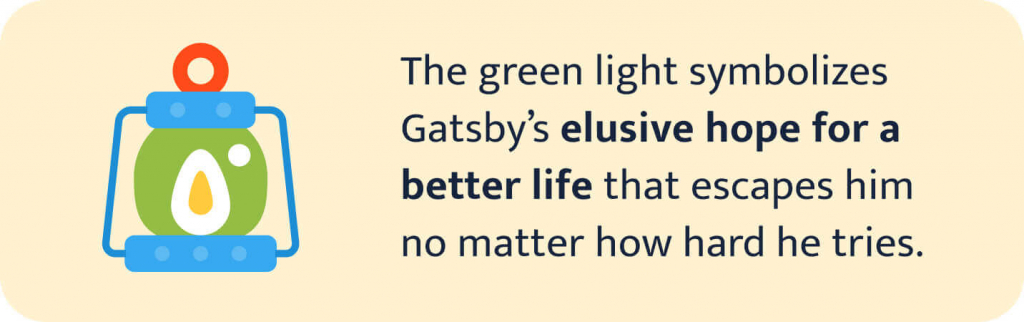 The picture explains the symbolic meaning of green light in The Great Gatsby.