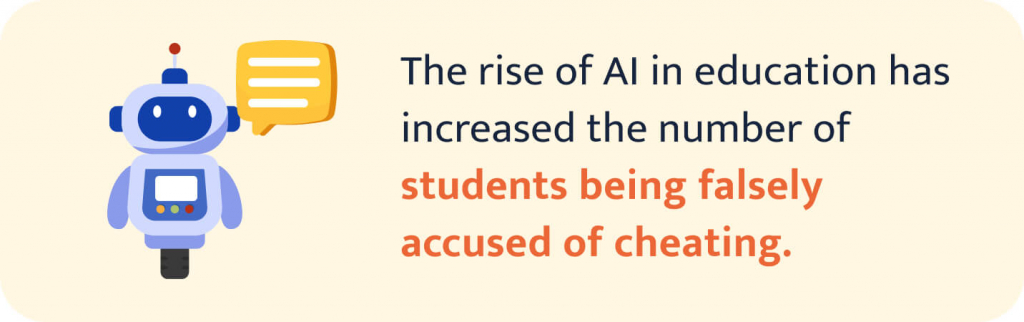 The picture provides introductory information about false accusations of AI cheating.