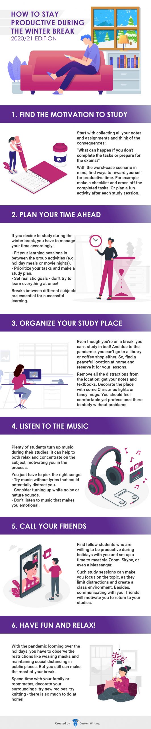 Studying over the holidays is challenging, especially during a pandemic. With our tips on being productive, any student will excel at it during the winter break.