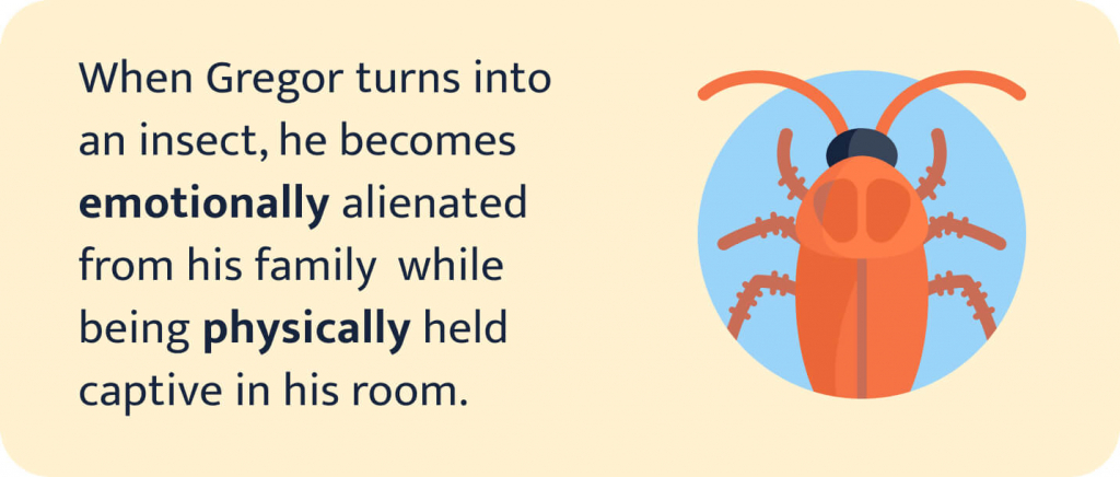 The picture says that the main character in The Metamorphosis was isolated both emotionally and physically.