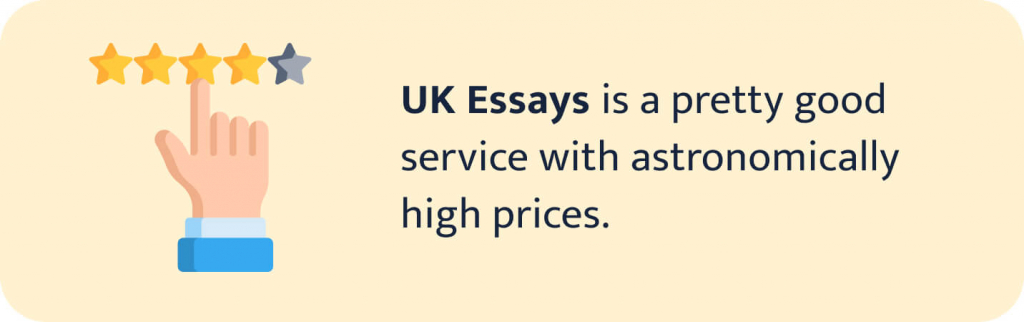 The picture provides a brief UKEssays review with a rating.