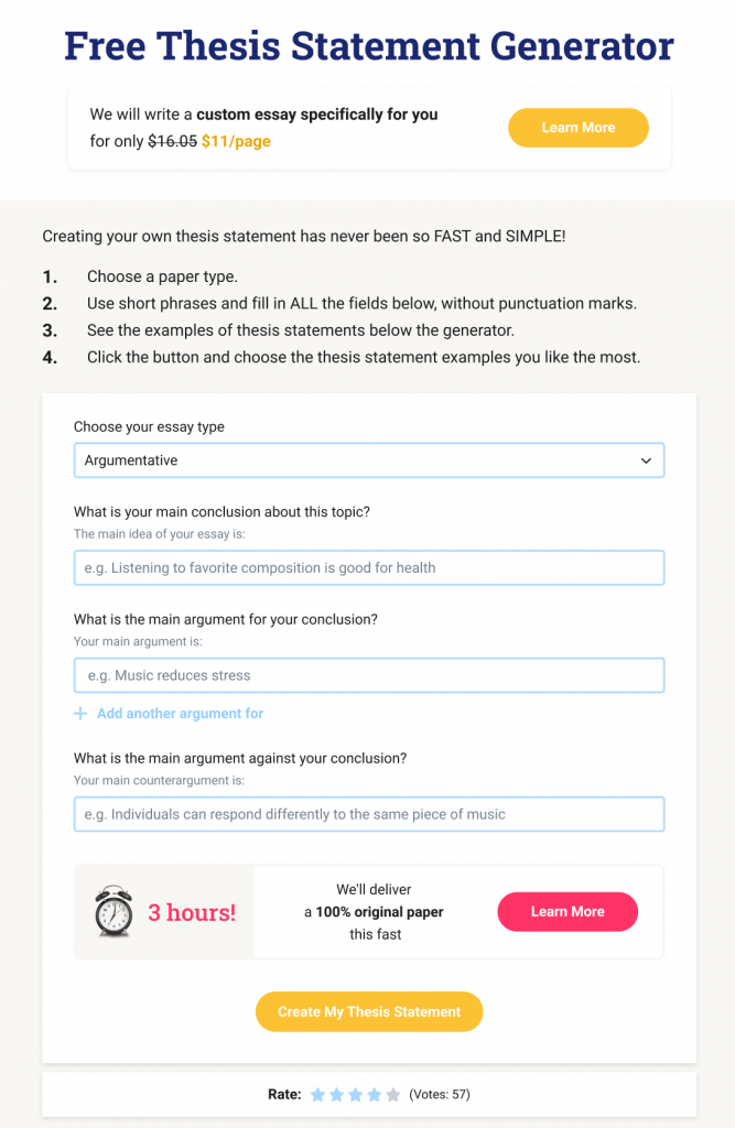 Free Thesis Statement Generator.