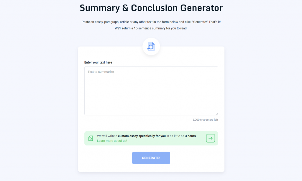 Summary & Conclusion Generator.