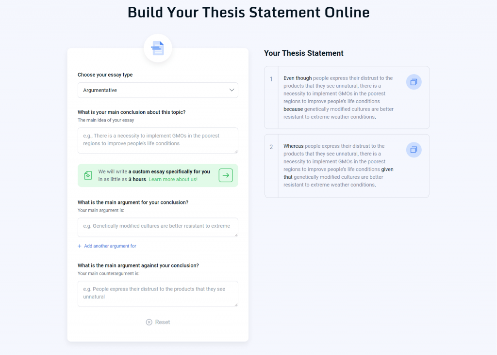 Thesis Statement Generator.