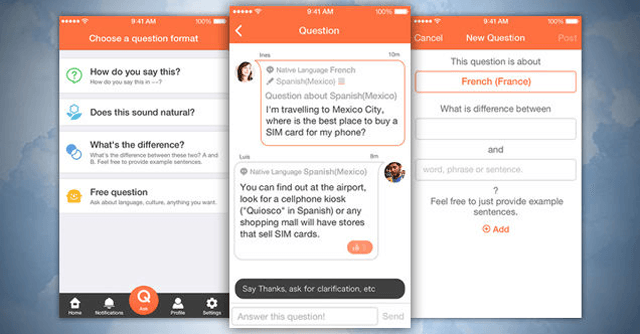 HiNative - app for language learning where you can ask questions to native speakers.