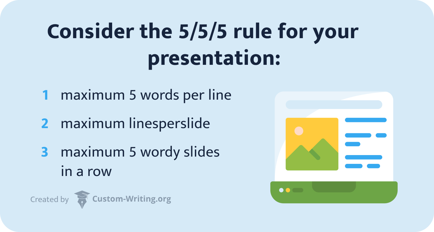5-5-5 rule for presentation.