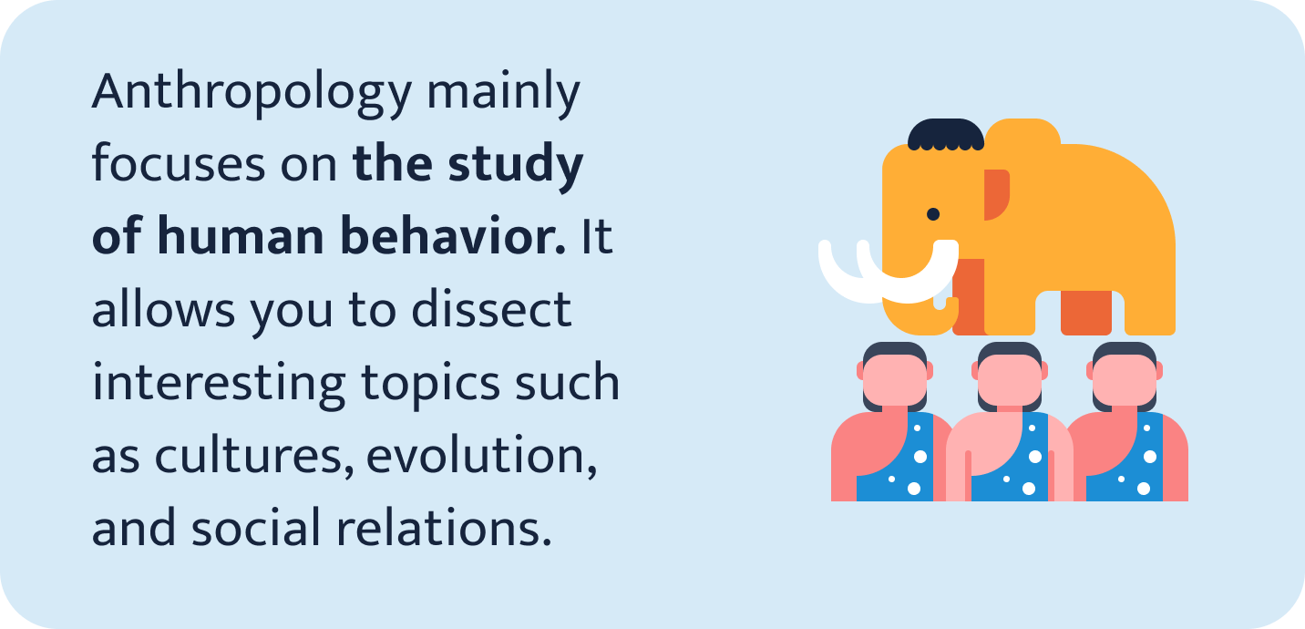 Anthropology focuses on the study of human behavior.