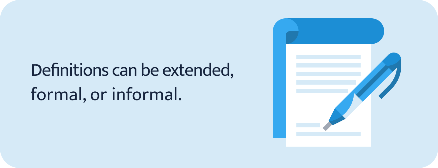 Definitions can be extended, formal, or informal.