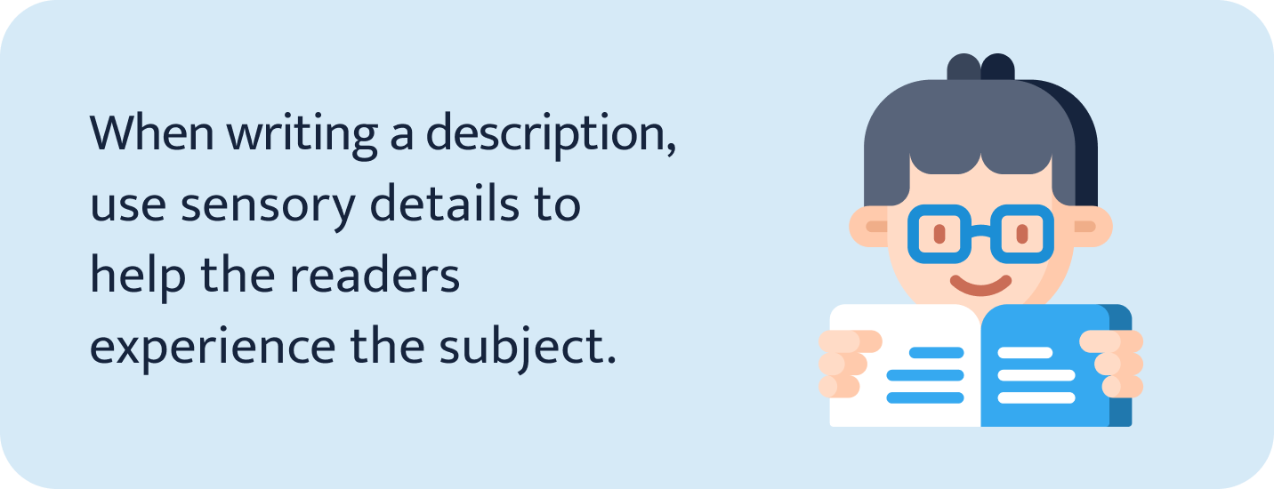 When writing a description.